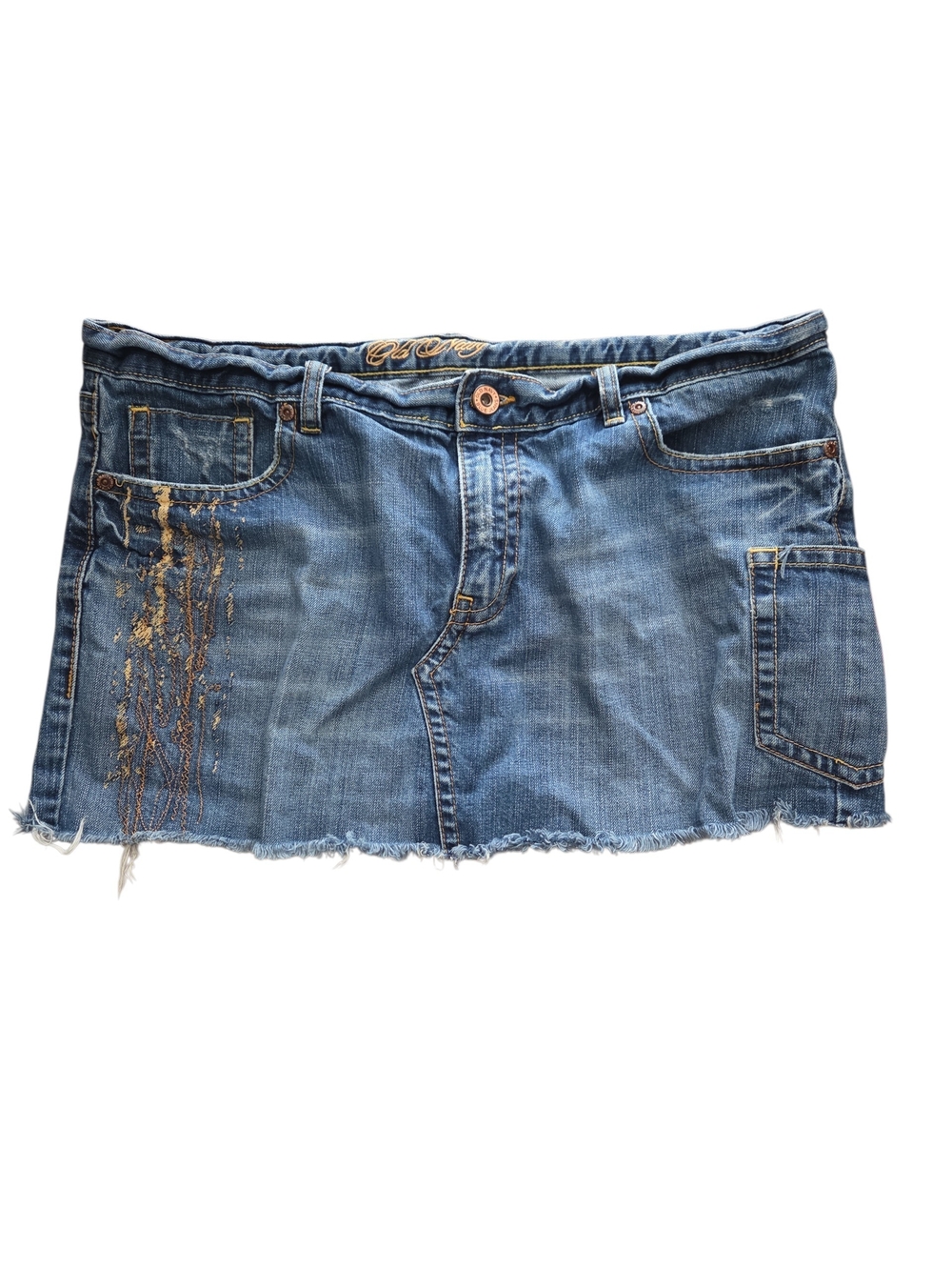 Old Navy Vintage Denim Mini Skirt with Frayed Hem
